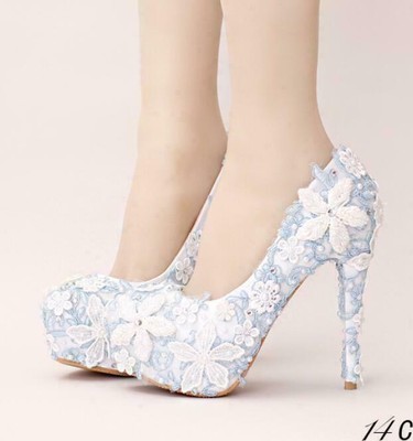 blue flower heels