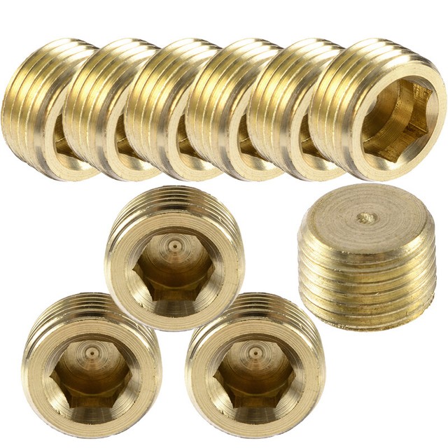 10pcs Set 1 8 Inch NPT Thread Copper Internal Hex Socket Pipe Plugs