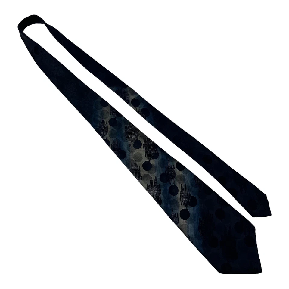 Corbata de cuello de seda pura con estampado abstracto circular LANVIN azul para hombre talla 4" W 56" L Foto 3 de 4