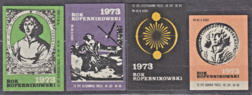 POLAND 1973 Matchbox Label Z#1105/08 set, 1973 The Year of Copernicus. - Zdjęcie 1 z 1