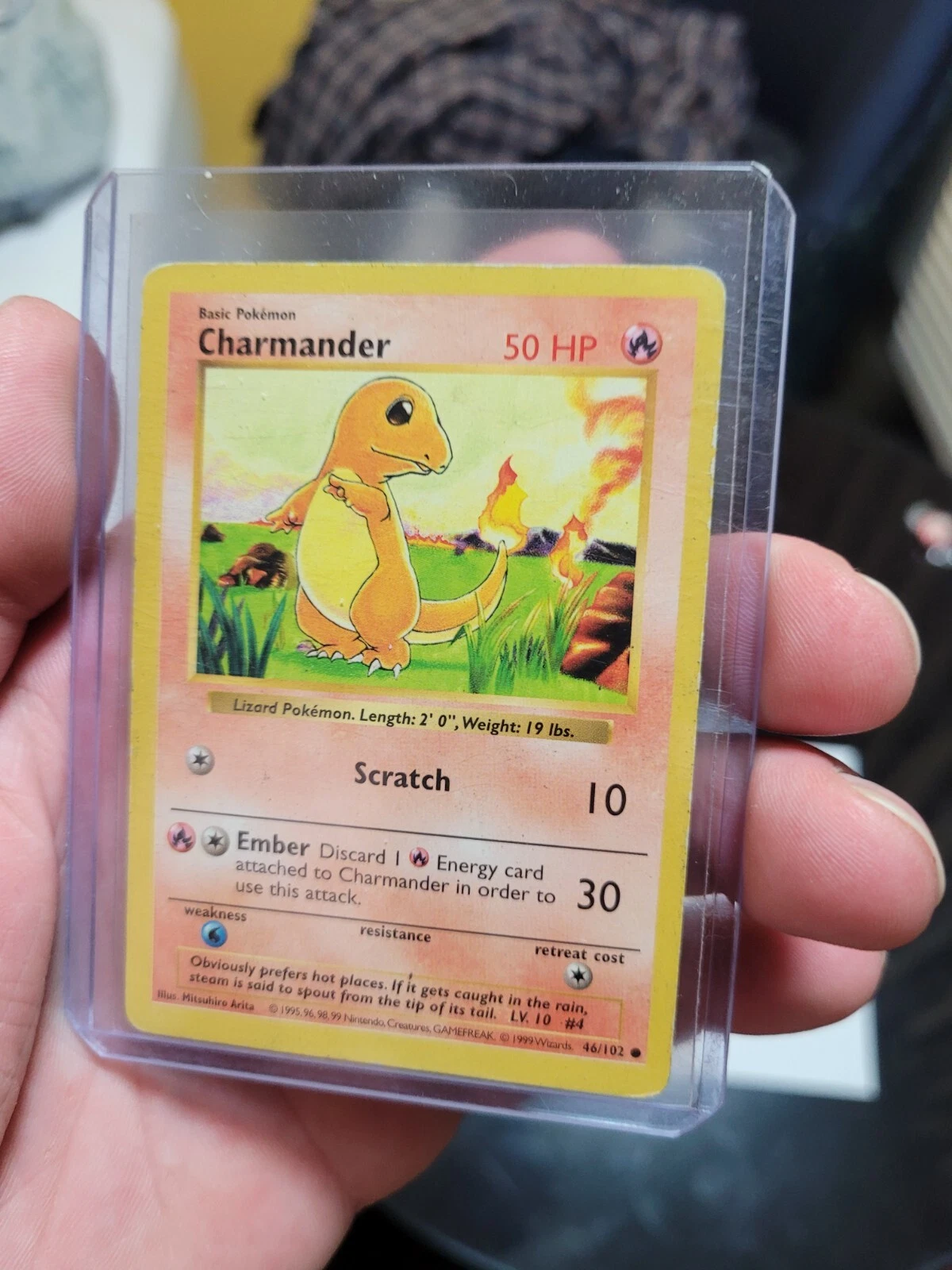 MP Pokemon Charmander Shadowless Base Set Card # 46/102 WOTC TCG 1999