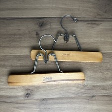 VTG set of 2 The Setwell Wooden Pant Skirt Clamp Hanger 1950's BS3