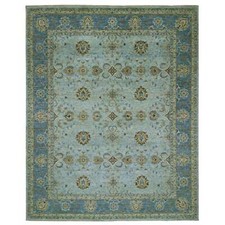 11'10"x15' Iceberg Blue Shah Abbas Design Hand Knotted Wool Oversized Rug R76056