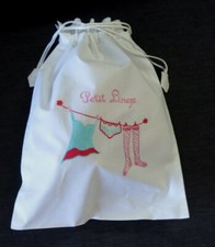NEW Pretty Cotton Drawstring bag with hand embroidered pretty corset or stocking