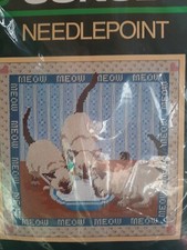 Vintage 1983 Sunset Needlepoint Kit 6503 Siamese Kittens