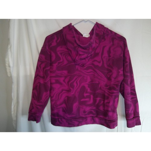 Adidas Hoodie Pullover Swirl Print Big Logo Activewear Purple Girls L(14) - Picture 2 of 3