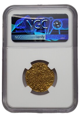 Scarce - 1645 Netherlands West Friesland Gold Ducat Coin NGC AU