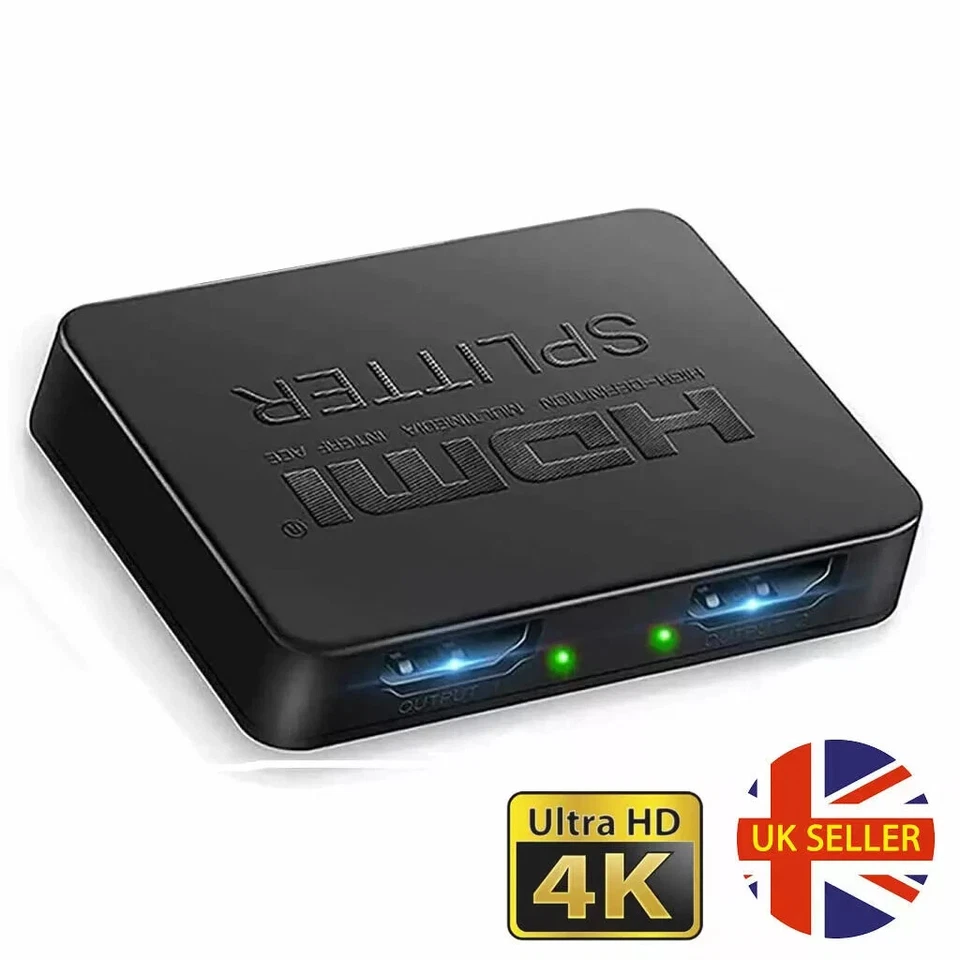 HDMI Splitter 1 Input 2 Output 4K HD Dual Output Adapter Cable 1 In 2 Out UHD - Image 4 of 4