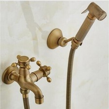 Antique Brass Bidet Faucet Handheld Bidet Spray Set Shower Holder 1.5m Hose