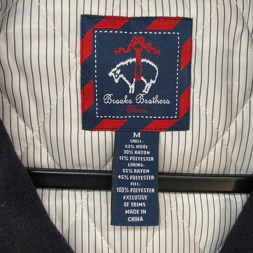 Brooks Brothers Coat Boys M Navy Blue Wool Duffle Toggles Fleece Hoodie Preppy - Picture 4 of 7