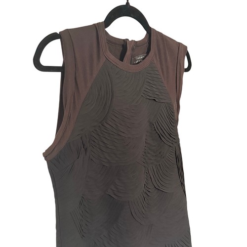 Robert Rodrigues 100% Silk Top Women's 10 Black Sleeveless Textured Scallop
