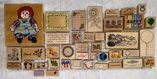 Set of 40 Wood-Mounted Rubber Stamps - Birthday, Travel, Baby, Frame, Flowers