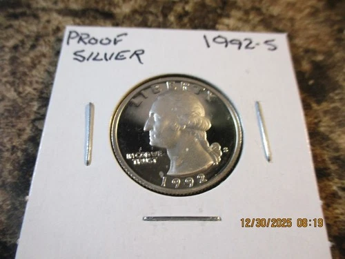 1992-S PROOF WASHINGTON SILVER QUARTER     72