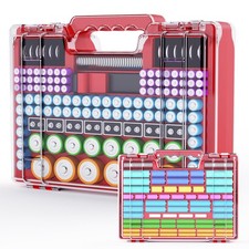 Battery Organizer Storage Holder Box Case with Tester, Stores  Protects Up t...