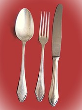 Besteck Suppenl&ouml;ffel+Messer+Gabel-Jugendstil-Rado Solingen-100-Ranke-MonogrammFS