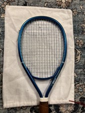 Vintage Wilson Conqueror Tennis Racquet Blue Aluminum Original Leather Grip