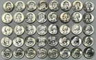 1941 - 1964 Washington 25c Silver Quarters Brilliant UNC Lot of 40