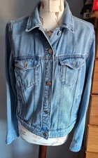 Women's Mango Denim Jacket ~ Light Blue Ladies Size L ~ Excellent Condition 
