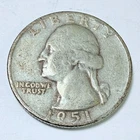 1951 D Washington Quarter 25C 90% Silver Circulated Coin #6097