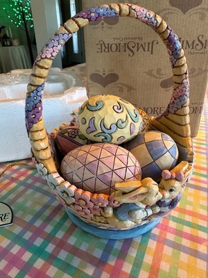 Jim Shore Honey Bunny Easter Basket 5 Eggs Heartwood Creek 2010 4023994