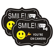 Smile Your on Camera Signs, Video Surveillance Signs Outdoor, 10x7 Inch Rust ...