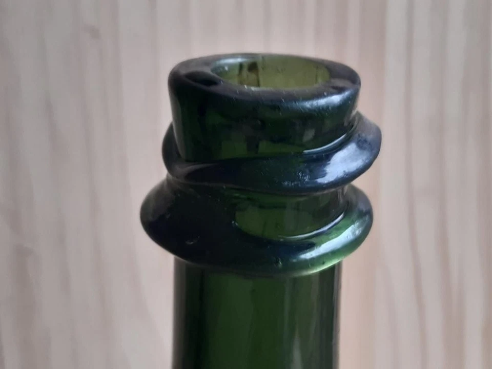 RARE bouteille ancienne Flowerpot verre soufflé XVIIIème double bague pontil - Photo 4/4