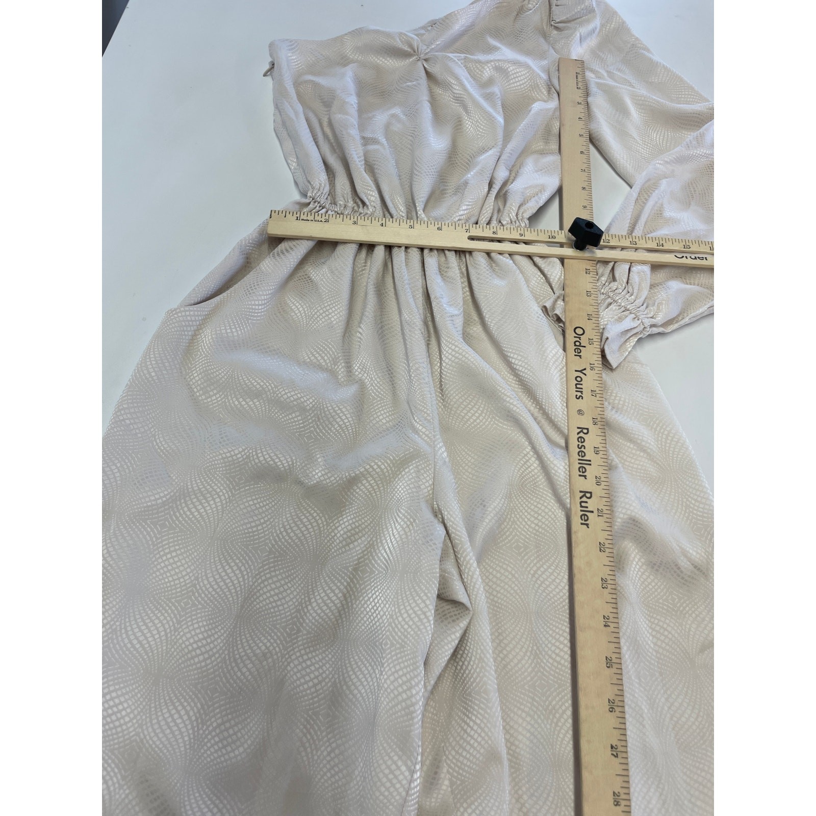 Love, Whit by Whitney Port Jumpsuit Womens 4 Ivory Jacquard One Shoulder Stretch