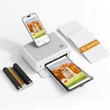 HPRT Mini Portable Instant Photo Printer 4x6 Full Color w/ 10 Sheets Photo Paper