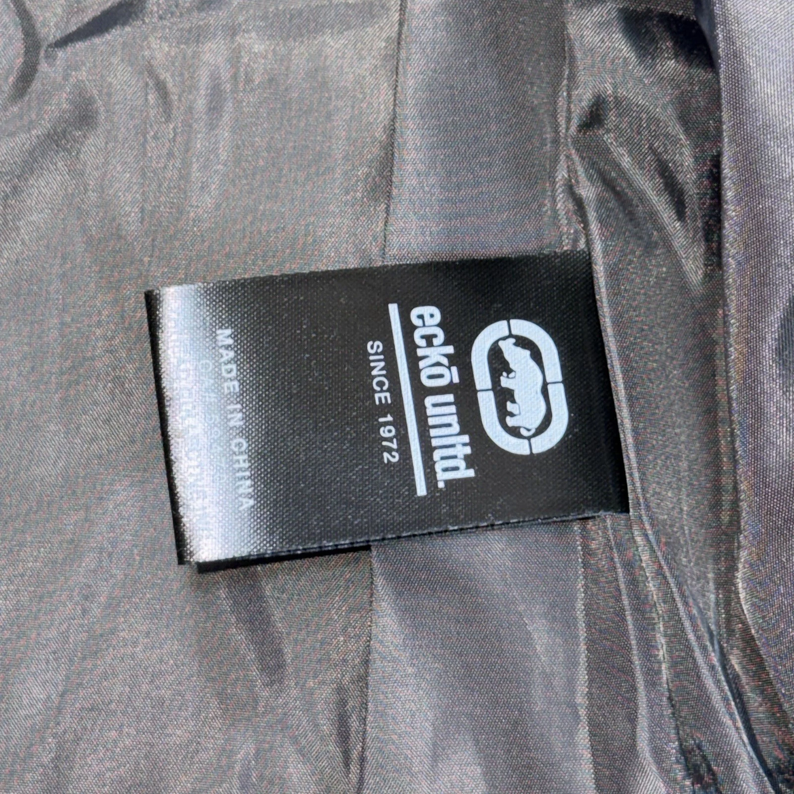 NWT Ecko Unltd. Black Gray Camouflage Hooded Puffer Vest Mens Large Rhino Logo image 9