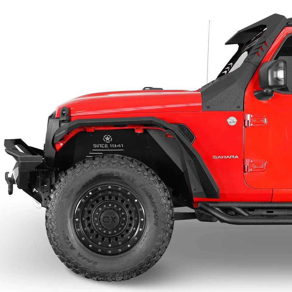 Forros de guardabarros interiores delanteros de aluminio Wrangler JL compatibles con Jeep 2018-2025 Foto 3 de 4
