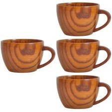 4 PCS Water Cup Retro Wood Decorative Coffee Mugs Breakfast Drinking