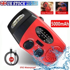 50000mAh Wind Up Solar Radio Hand Crank Emergency FM/AM USB Charger LED Torch UK
