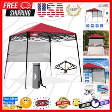 8x8 ft Instant Pop Up Canopy with Adjustable Height - Ideal for Beach & Camping