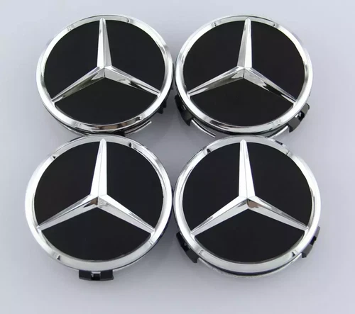 BLACK MERCEDES BENZ SET OF 4PCS 2.95in/75MM Wheel Center Caps Fits Most Models - Image 4 of 4