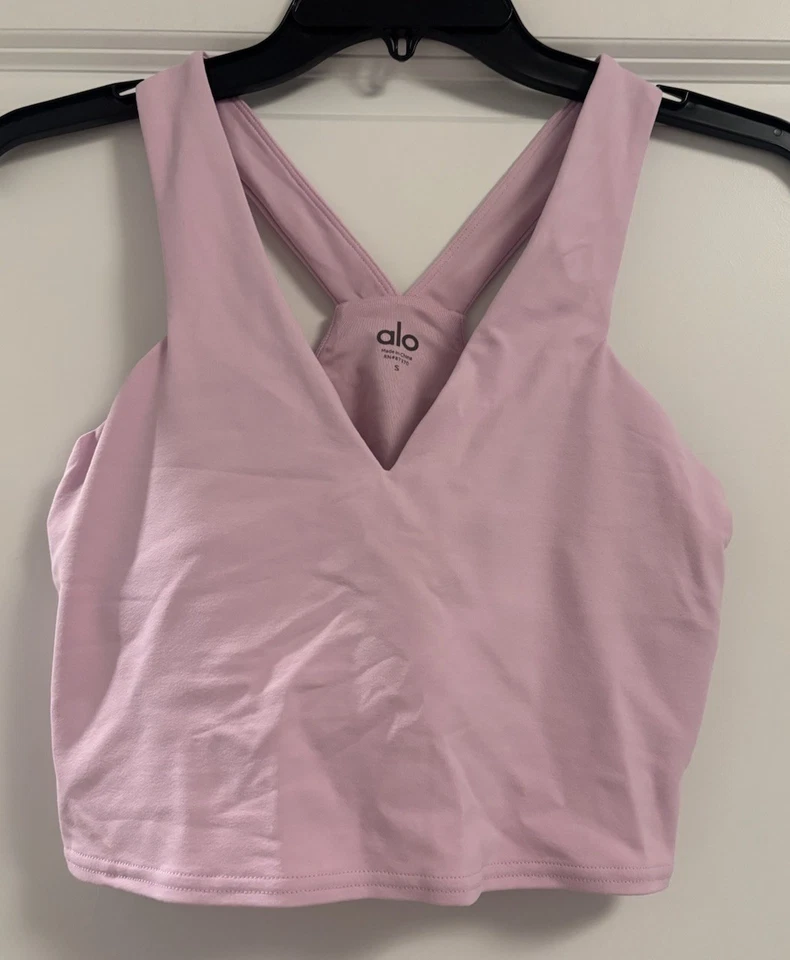 Sujetador sin mangas con aerógrafo Alo Yoga real, talla pequeña, rosa claro Foto 3 de 4