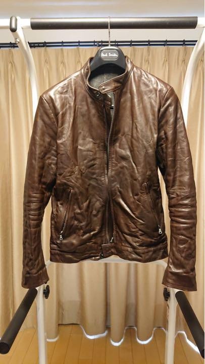 Men's Backlash Black Leather Biker Jacket Size M