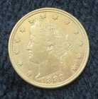1883 Liberty Head Nickel * No Cents * Gold Colored * Rackeeter Coin * 5740