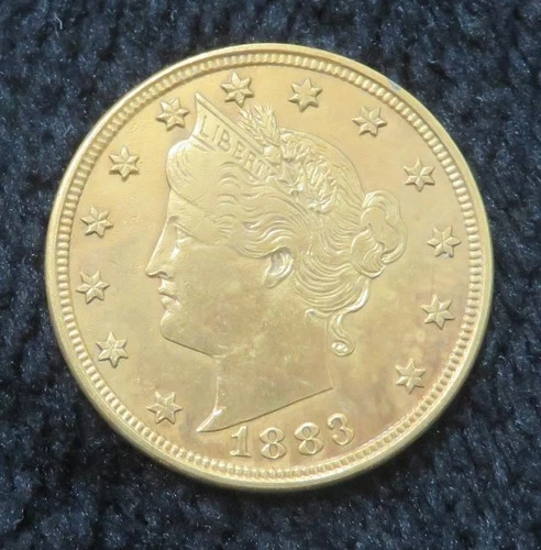 1883 Liberty Head Nickel * No Cents * Gold Colored * Rackeeter Coin * 5740