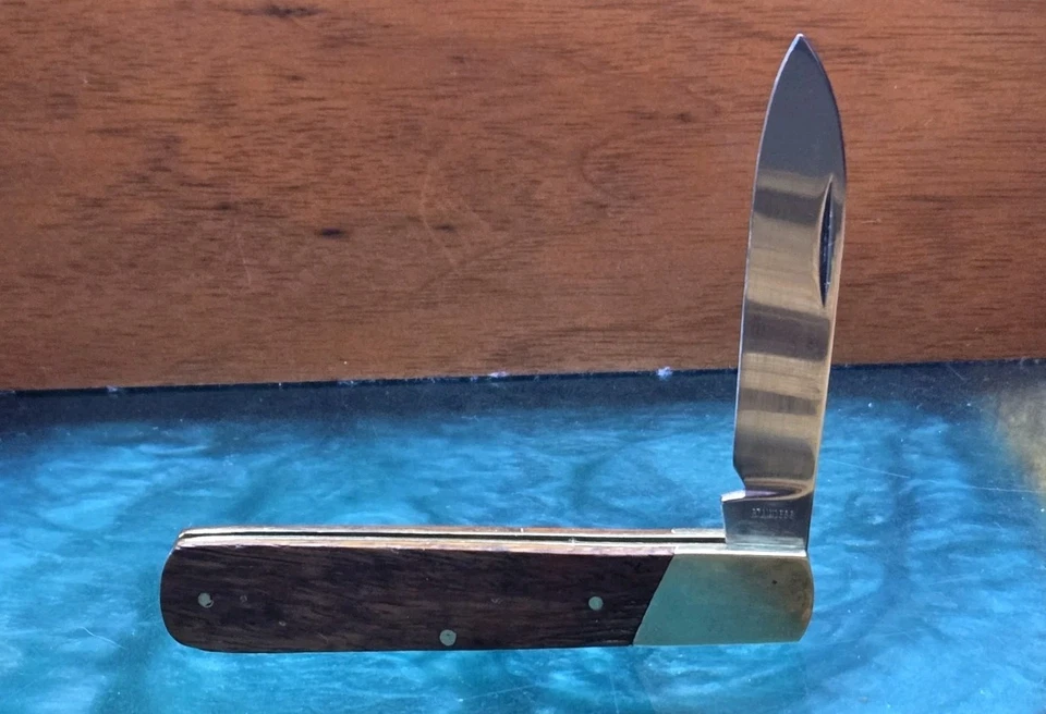 复古木质手柄黄铜螺栓口袋刀 3 英寸折叠刀片 👀 外观 🌟CLEAN — 第 2/4 张图片