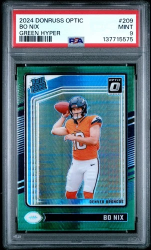2024 PANINI DONRUSS OPTIC GREEN HYPER #209 BO NIX ROOKIE RC PSA 9