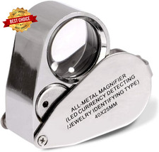 40X Jewelers Loupe Jewelry LoopCoin Magnifier Light Pocket LED Magnifying Glass