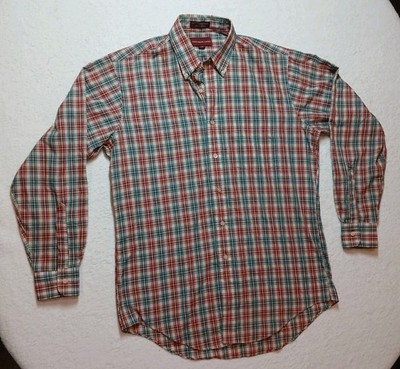 Vintage Ralph Lauren Chaps Flannel Shirt Men M Red Plaid Button Down Long Sleeve