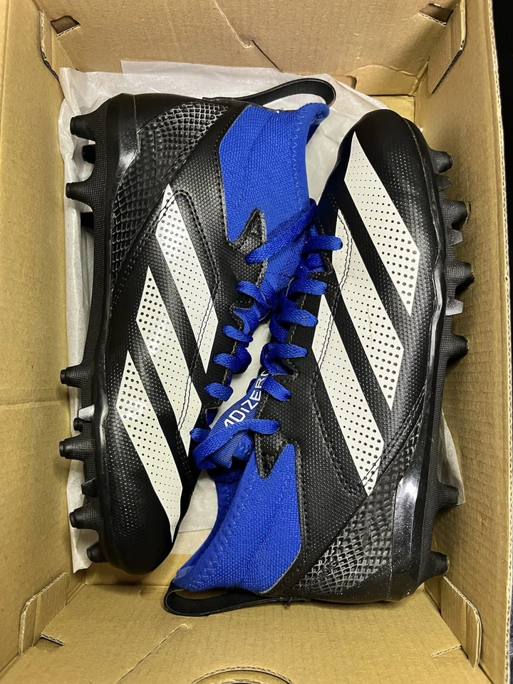 Adidas Kids' Adizero Impact.2. Football Cleats Size: 2.5 Black/White/Royal Blue - Image 3 of 4