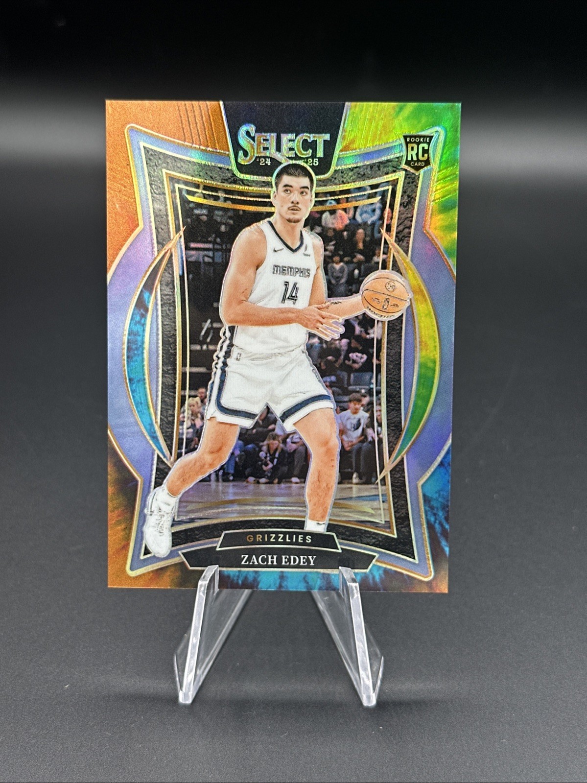 2024-25 Panini Select Concourse Zach Edey #98 Tie Dye Prizm RC /25