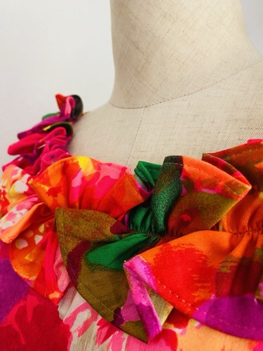 Vintage Sun Fashions Hawaii Kleid Gr. 6 Maxi bunt Blumen Style Rüschen 70er - Bild 16 von 22