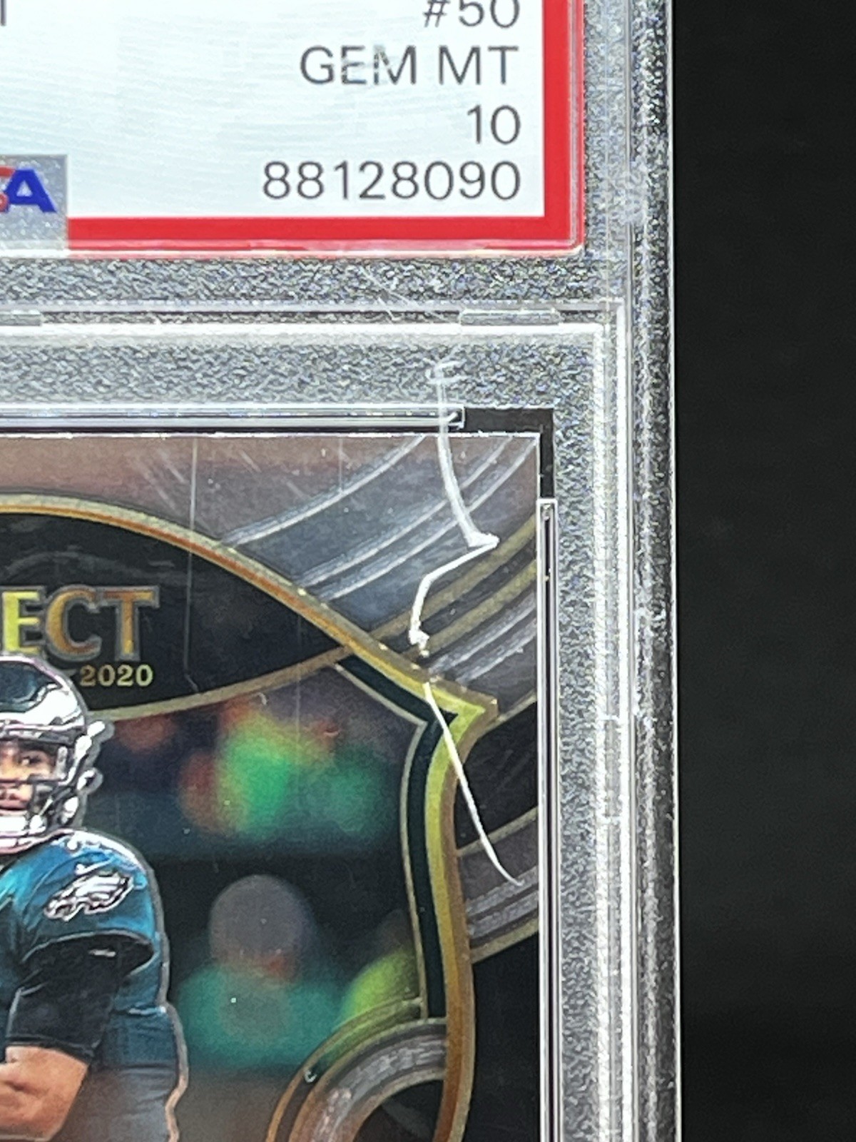2020 Panini Select - Concourse Jalen Hurts #50 (RC) PSA 10 (scratch on case) view 3
