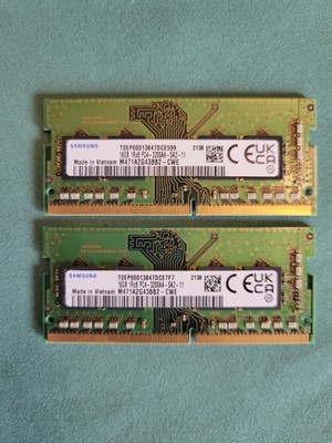 (LOT oF 2) Samsung 16GB DDR4 3200MHz PC4-25600 1Rx8 SODIMM RAM M471A2G43BB2-CWE