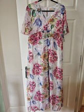 Bloom Bridal Chiffon Maxi Floral Dress UK 16