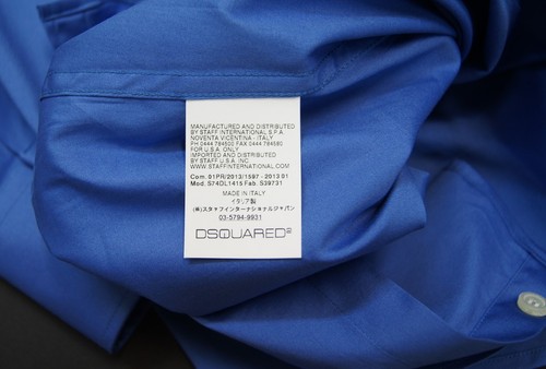 DSQUARED² Men's Dean Dan Stretch Blue Stretch Cotton Poplin Shirts NEW NWT $295 - Picture 5 of 9