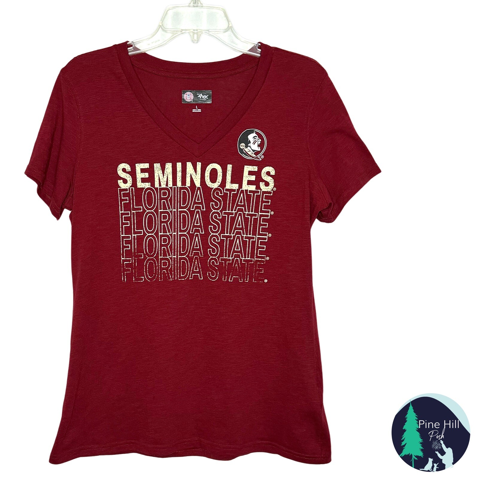 G-III Florida State Seminoles T-shirt NCAA FSU Football Womens Large Red V-Neck